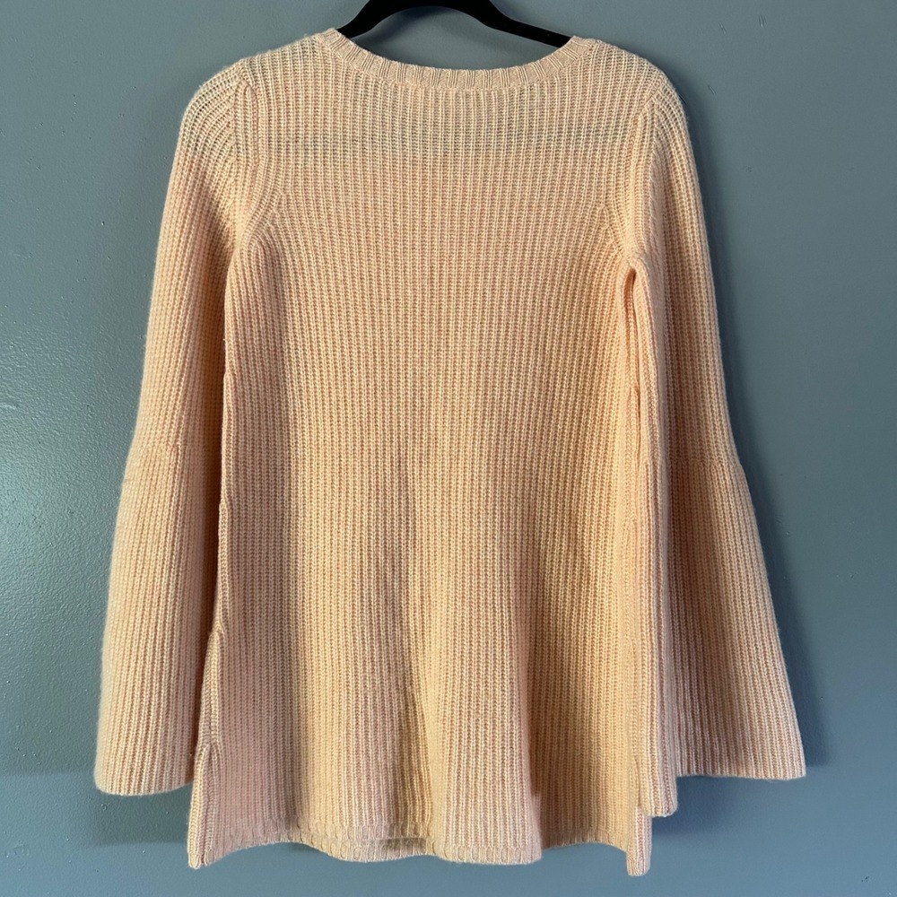 Anthropologie Moth‎ 100% Cashmere Peach Orange Bell Sleeve Knit Sweater XS - Picture 9 of 10